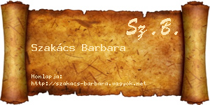 Szakács Barbara névjegykártya